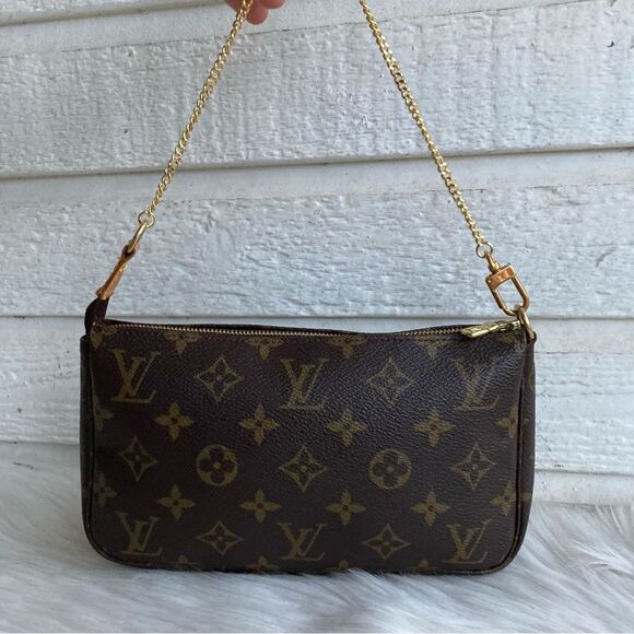 LOUIS VUITTON Monogram Chain Baguette Hobo Chain Bag Pouchette Felicie Liv - Picture 6 of 14